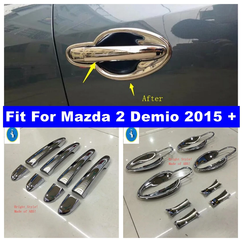 

Chrome Car Outside Car Door Pull Doorknob Handle Bowl Decor Frame Cover Trim For Mazda 2 Demio 2015 - 2023 Exterior Accessories