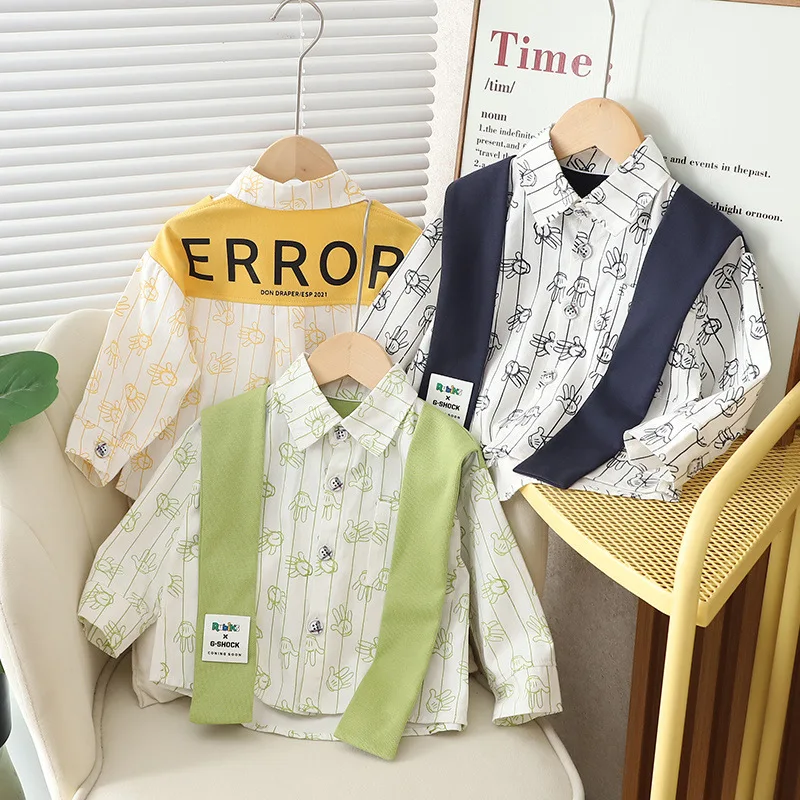 

Boys Shirts Spring Autumn 2024 Children Cotton Fashion Shirt Coats For Baby Outerwear Clothes Toddler Costume Tops Kids 5 Years