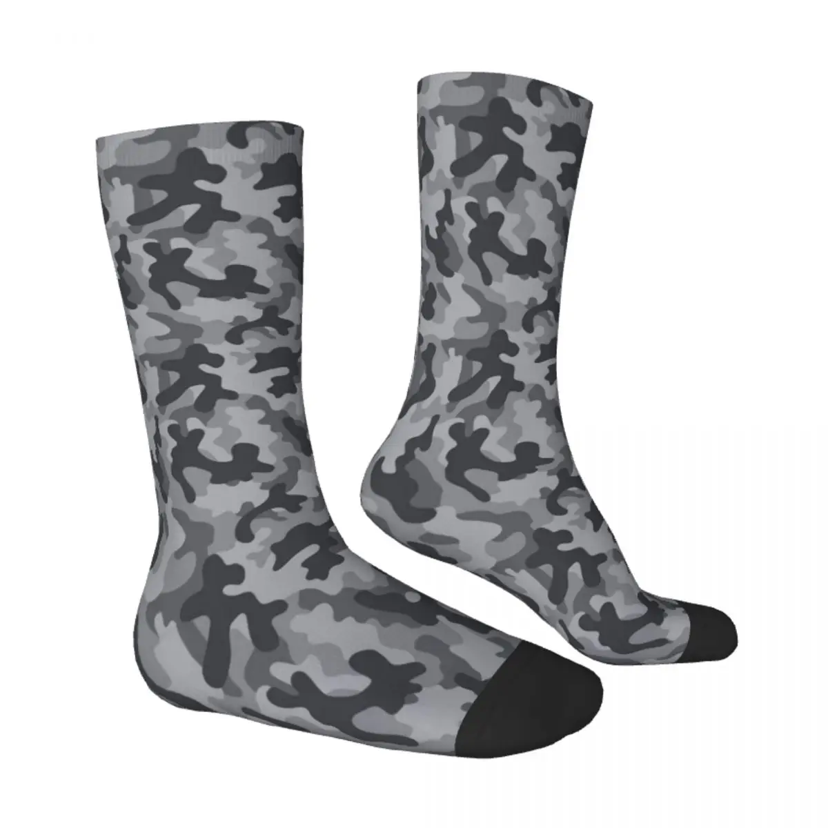 Camouflage Deepgray Black Retro Vintage Classic Style Drawstring Socks Hiking Pouch 3D Print Backpack Boy Girls Mid-calf socks