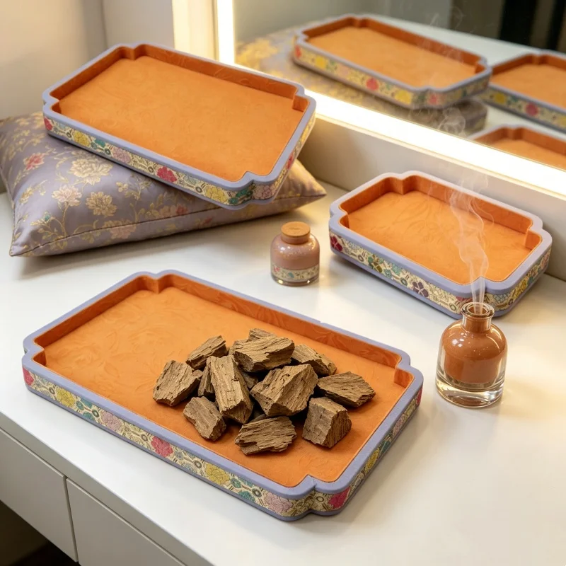 Islamic Silk Brocade Jewelry Tray, Eid Mubarak Gift Box for Hand String & Bangle, Luxury Counter Prop