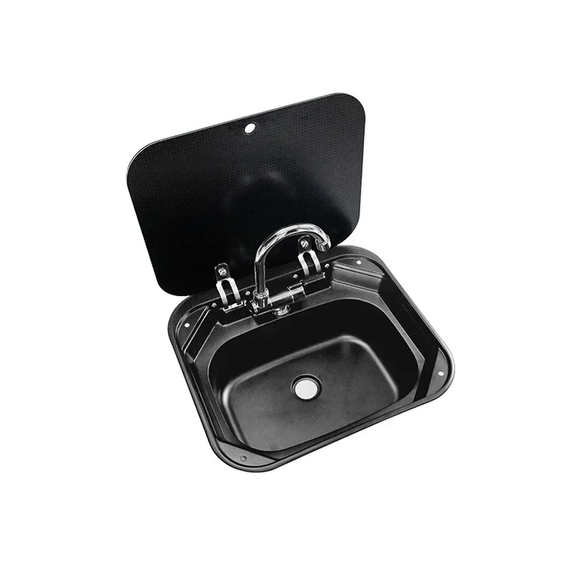 304 Stainless Steel Kitchen Sink with Lid Compact RV Vegetable Basin for Small Spaces