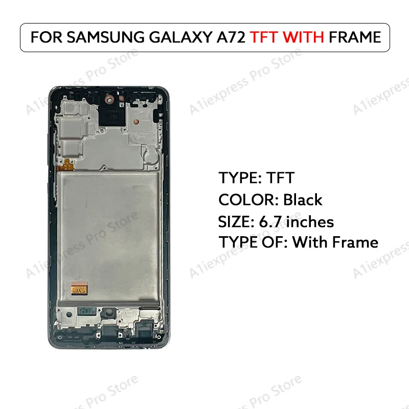 Voor Samsung Galaxy A72 4G TFT LCD Display Touch Screen Digitizer Vergadering A725F A725M 6.7 "Lcd-scherm vervanging Reparatie Onderdelen