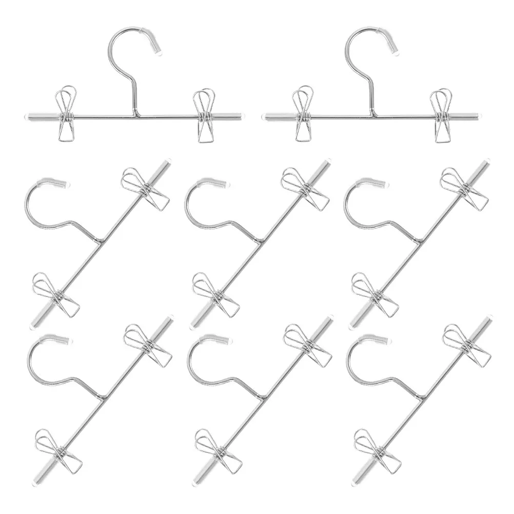 8Pcs Miniature Metal Clothes Hangers Wardrobe Organizer for Clothes Tiny Closet Outfit Holder Coat Hanger