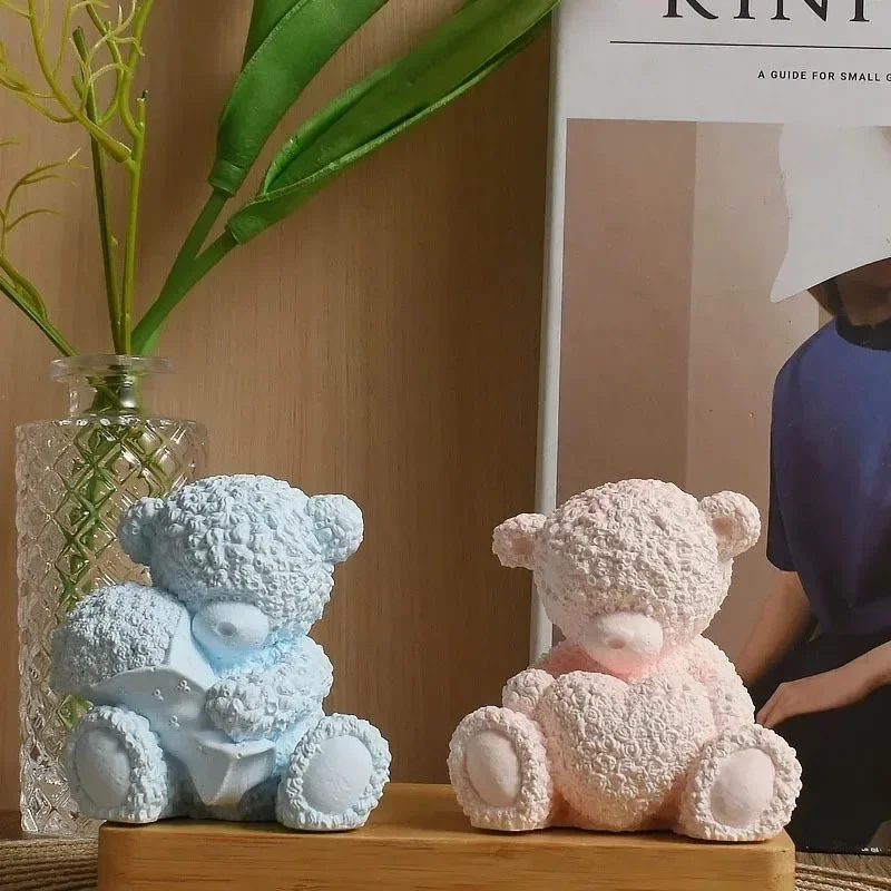

1Pcs DIY Hug Heart Bear Candle Silicone Mold Teddy Bear Aromatherapy Gypsum Resin Craft Gift for Statue Making