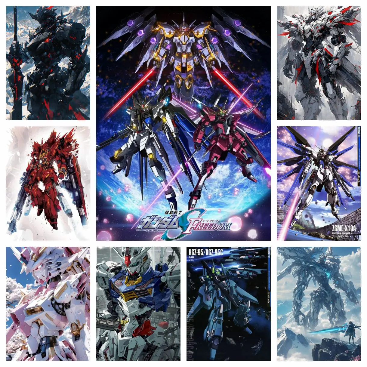 

Mobile Suit Gunda 5D DIY Diamond Japanese Robot Battle Animation Diamond Embroidery Full Round Drill Cross Stitch Home Deco