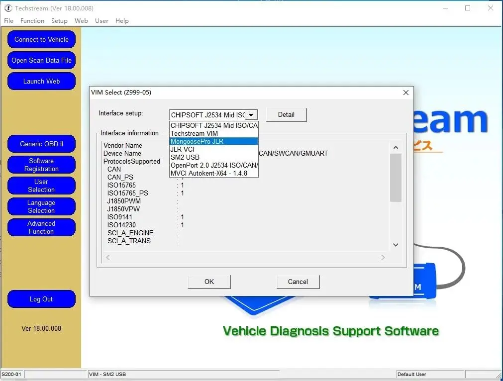 Cavo Mini VCI J2534 V18.00.008, adattatore scanner OBD2 per TIS Techstream, supporta Win XP/7/10