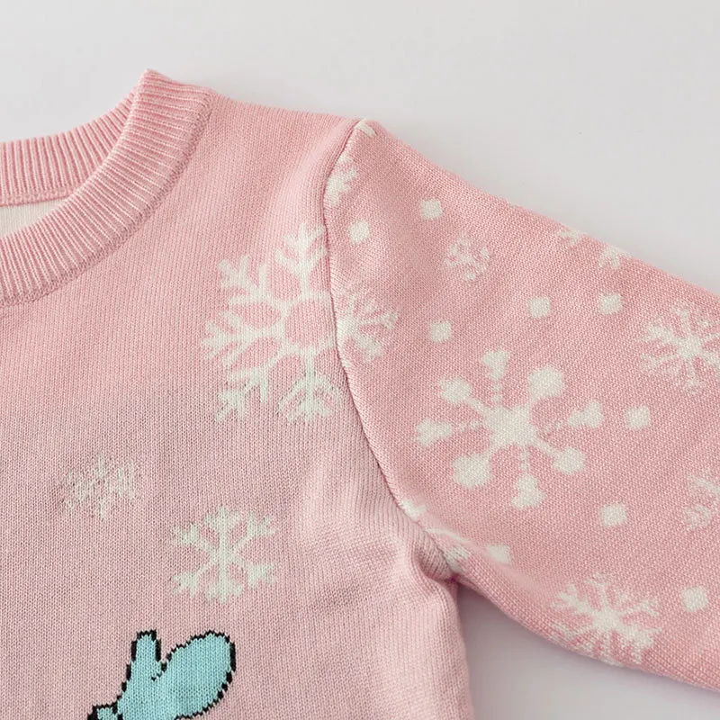 Little maven outono inverno roupas de bebê meninas suéter de natal roupas infantis dos desenhos animados homem de neve pulôver suéter 2-7 anos