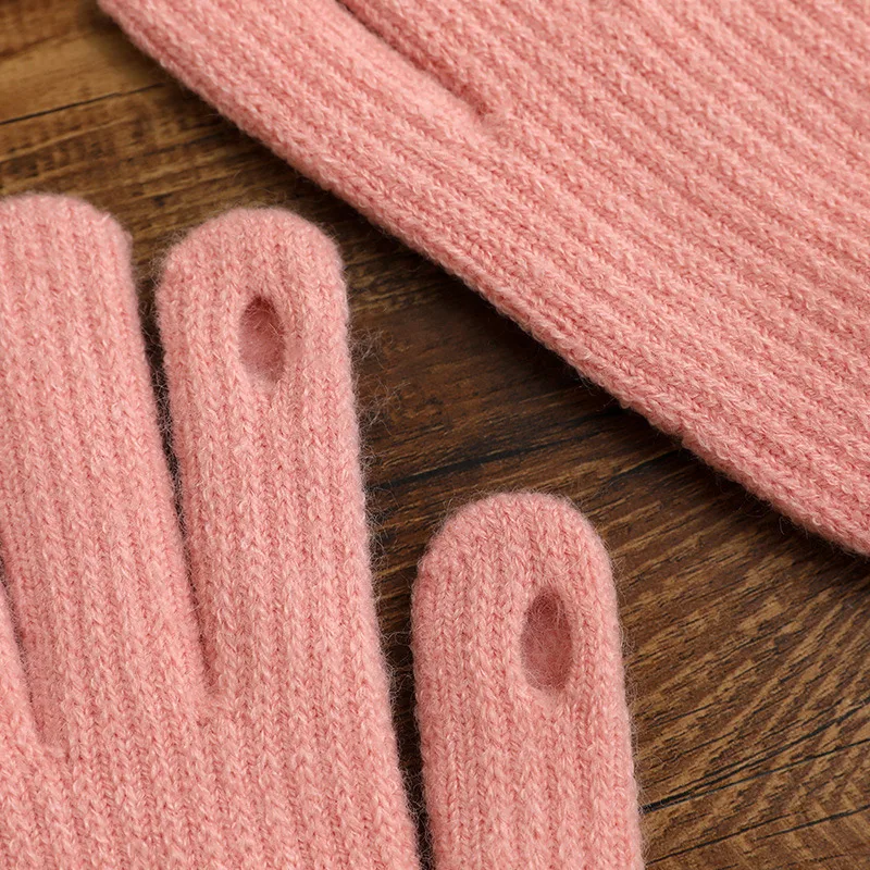 Korean Winter Women Gloves Lovely Solid Color Multicolor Velvet Thickened Warm Touch Screen Gloves Fingers Inner Plush Mittens