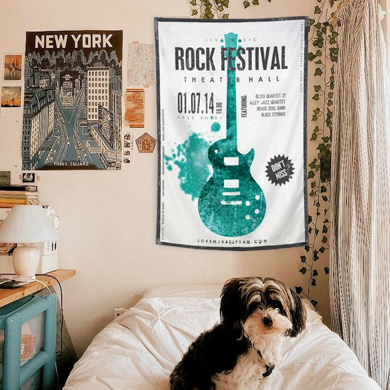 Rock Roll Music Poster Flag Polyester 3*5FT 90*150CM Hang Home Decoration Wall Banner Metope Adornment 4 Grommets Custom