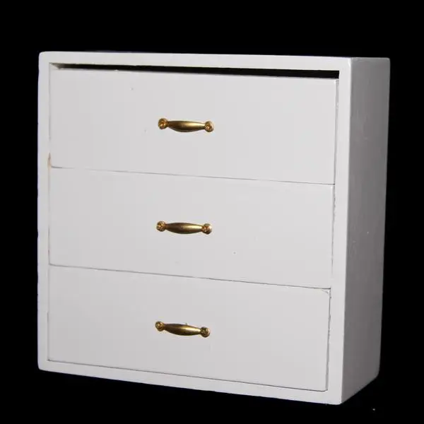 Dollhouse Cabinet 4 Piece Set Miniature Furniture Living Room Combination Cabinet White Wood Look for 1 12 Scale