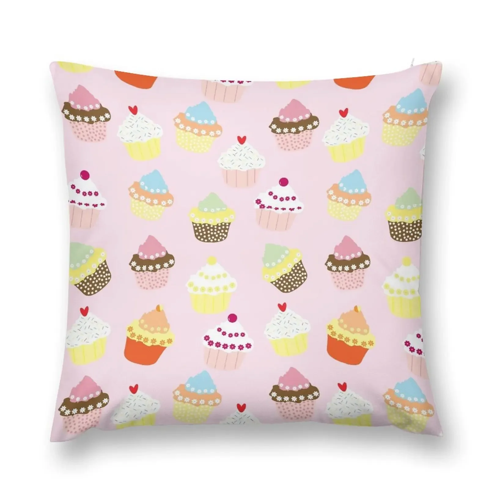 

Pink Cupcake Pattern Cute Throw Pillow ornamental pillows home decor items pillow