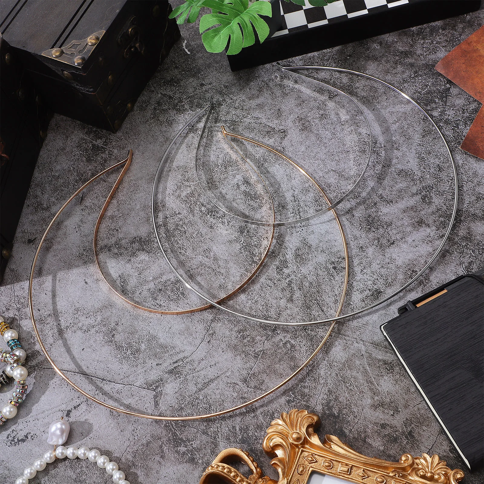 2 قطعة طبقة مزدوجة عقال للرأس على شكل تاج سبيكة تاج الزفاف غطاء الرأس لحفلات مهرجان التصوير الفوتوغرافي شكل القمر شعر لامع #3