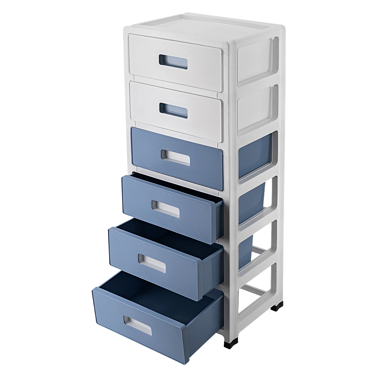 

Drawer Container, Plastic Roller Container with 4 Wheels, 6 Removable Drawers for Bedroom, Bathroom,Office, 35 x 26 x 83.5 cm