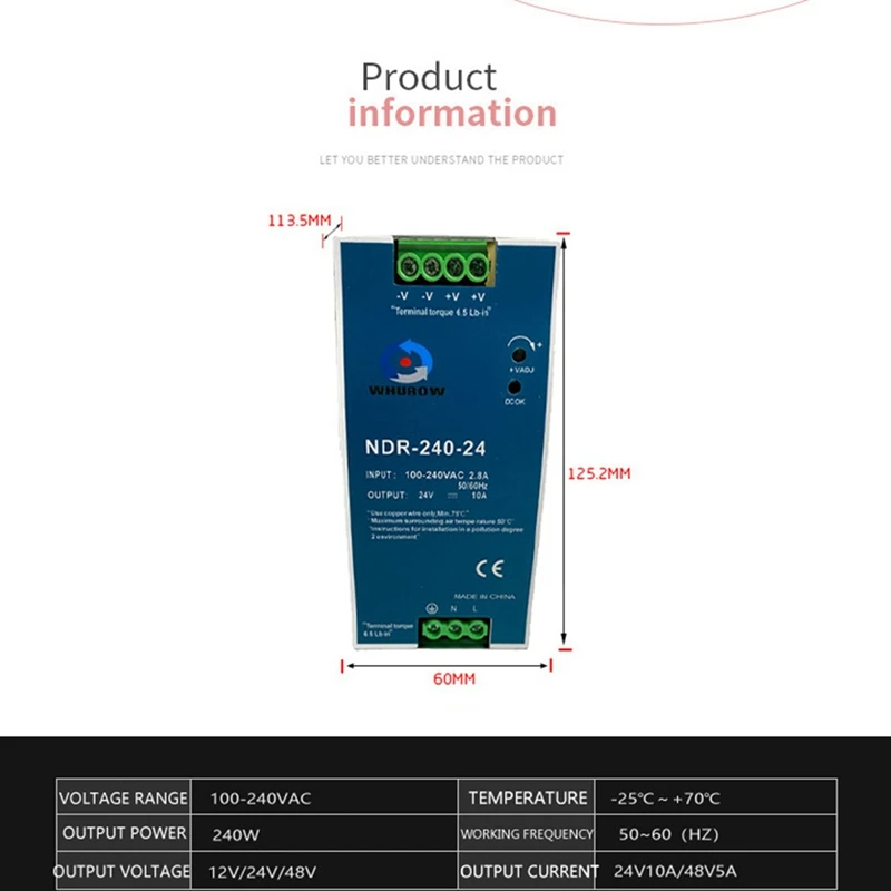 NDR-240-24 24V 10A For Industrial Control Drive Electric Cabinet Switch Power Supply