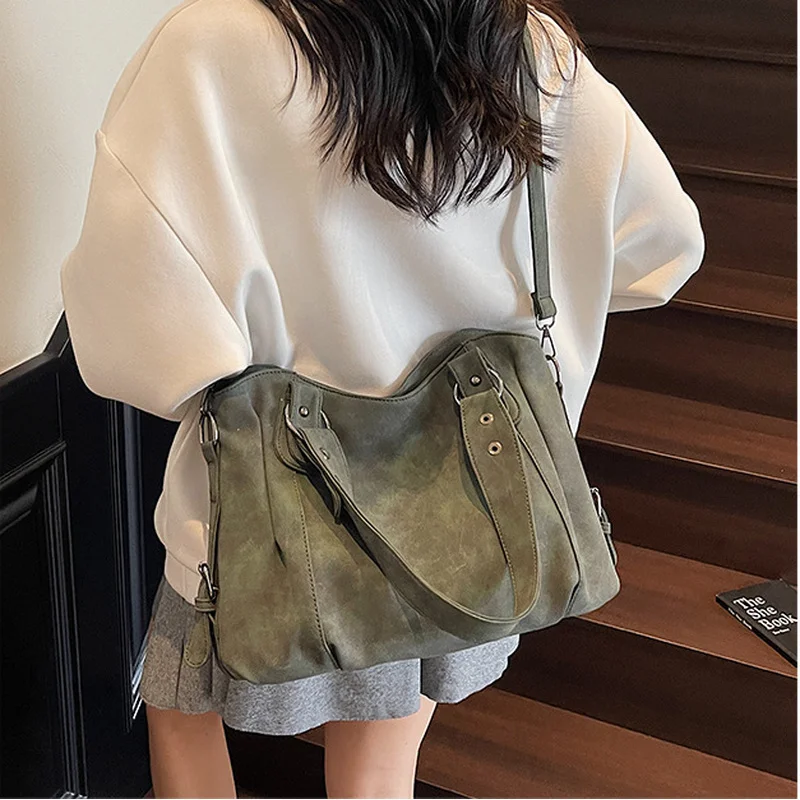 Top Quality Faux Suede Leather Shoulder Hand Bags for Women Luxury Lazy Commuting Handbags Women Bags Deisgner Large Capacity