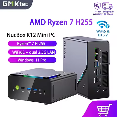 GMKtec NucBox K12 Mini PC AMD Ryzen 7H255 8745HS Dual 2.5G LAN WiFi 6E BT5.2 USB 4.0 Type C DDR 5 5600 8K Mini PC for Gamers