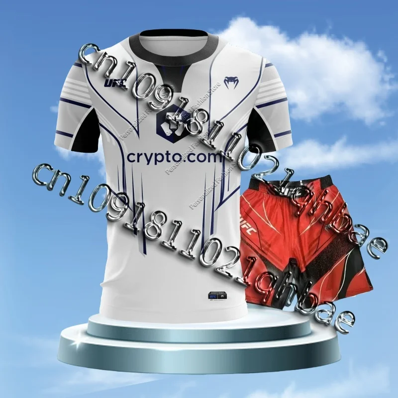 

2025 New Fight Night Fight Race T-Shirt Summer Crew Neck Sportswear Men's Mesh Casual T-Shirt Sports Short Sleeve Shorts Set