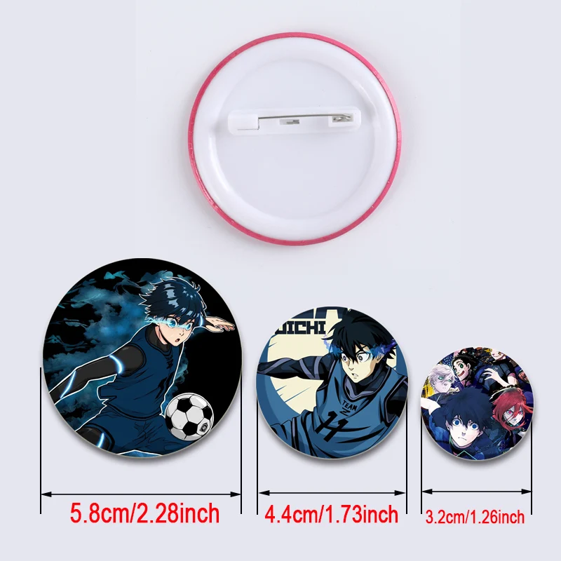 Anime Azul Bloqueio Botão Pin, Figura dos desenhos animados Broche, Emblema para Decoração Mochila, Estudante Papelaria Acessórios, Hyoma Chigl Seishiro Nagi