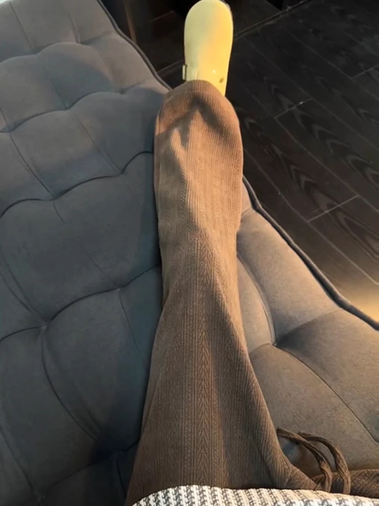 

Men's Autumnal Vintage Heavyweight Corduroy Casual Pants Wheat Ear Pattern Khaki Straight Leg mid High Waist Anti-Wrinkle