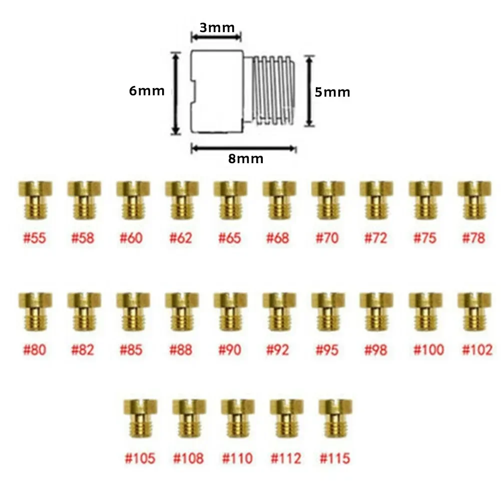 25pcs Main Jet 55-115 M5 5mm For Dellorto Carburetor Vergaser SHA SHBC SHB  Carburetor Accessories