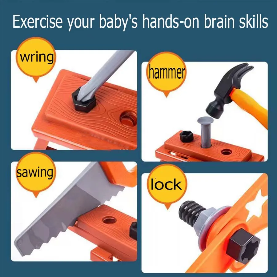 1set boy building tool set repair tool box set simulation repair tools electric drill screwdriver screw screw playing house toys