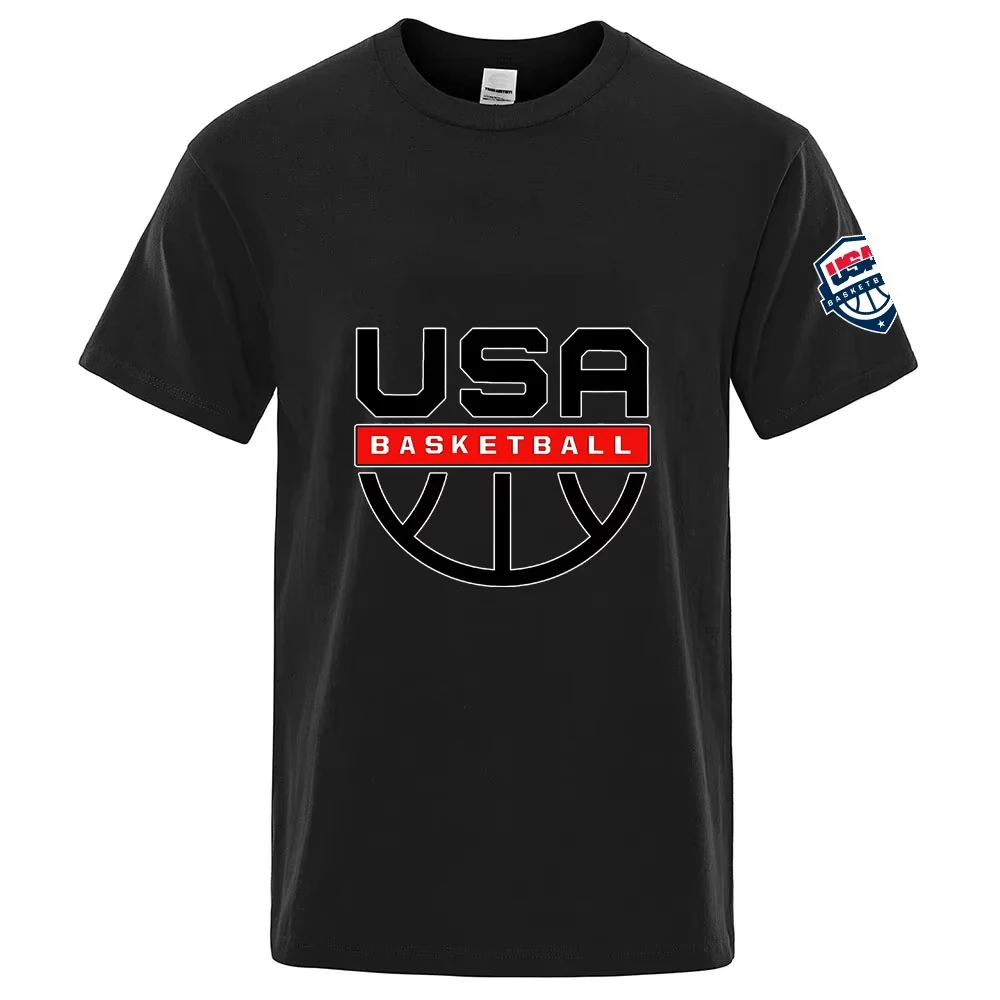 2026 Summer USA Basketball Dream Team Jersey Training Uniform Cotton Printed Short Sleeve T-shirt Durant Lillard USA Half Sleeve