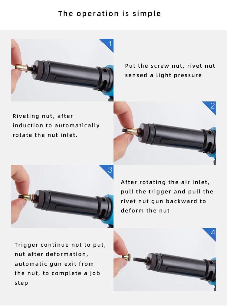 Industrial Rivet Nut Gun Hydraulic Pneumatic Automatic Riveter Tool Setting Rivnut Riveting Metric M3 M4 M5 M6 M8 M10 M12 or UNC