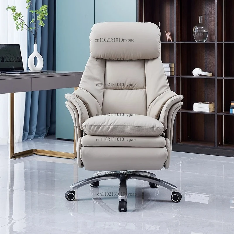 Modern Smart Electric Office Boss Chair With 8 Point Air-bag Massage High Back Genuine Leather Ergonomic Office Chairs