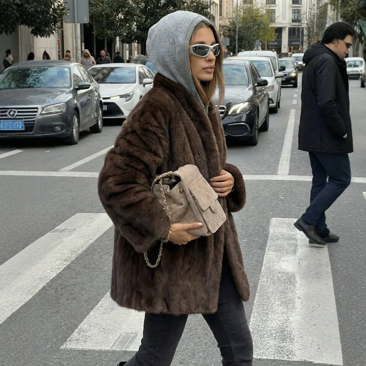 2026 Winter Thick Warm Faux Mink Fur Coat Women Luxury High Quality Elegant Chic Fluffy Mink Fur Jacket Long Sleeves Girls