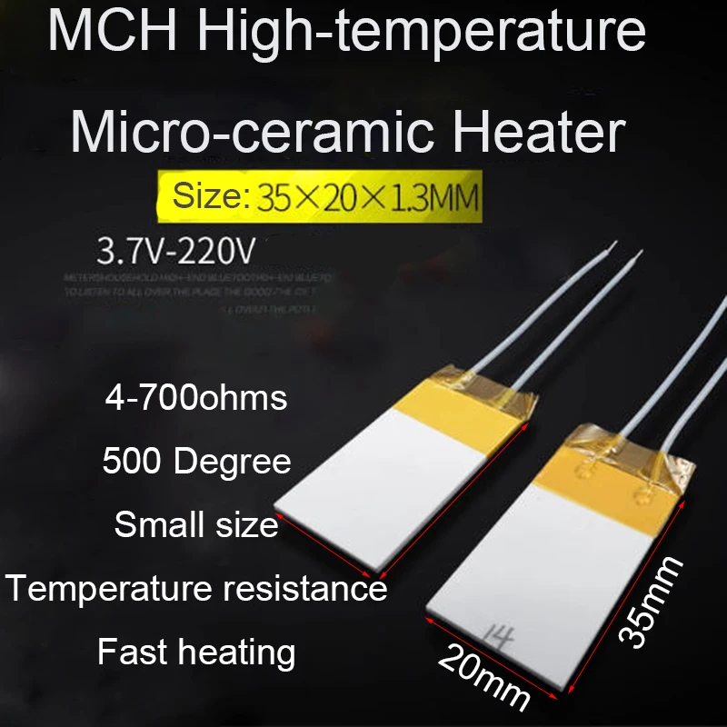 35*20*1.3MM 3.7V 5V 9V High-temperature Ceramic Heater MCH 4-700 ohms Alumina Heater Simple Construction Energy Conservation