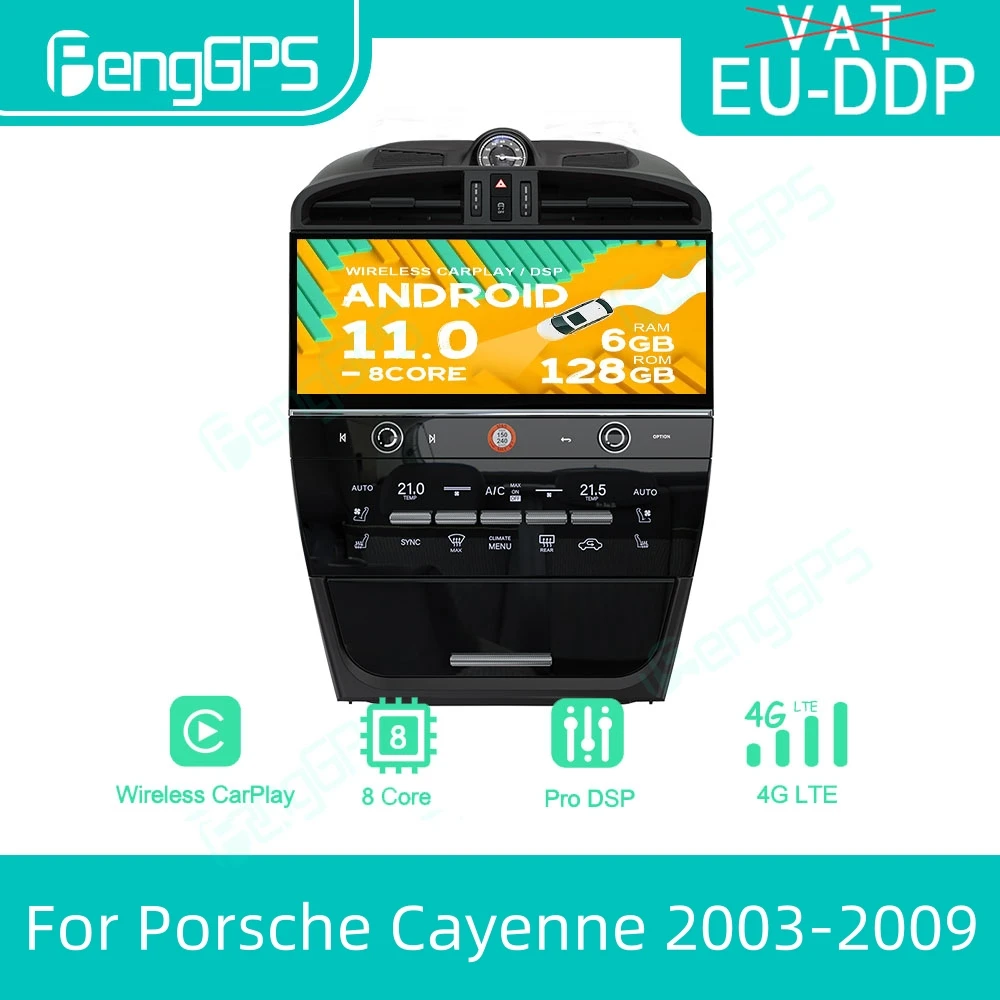 Android 11 Car Audio For Porsche Cayenne 2003-2009 Upgrade To 2023 GPS Navigation Multimedia Player Head Unit Auto Radio