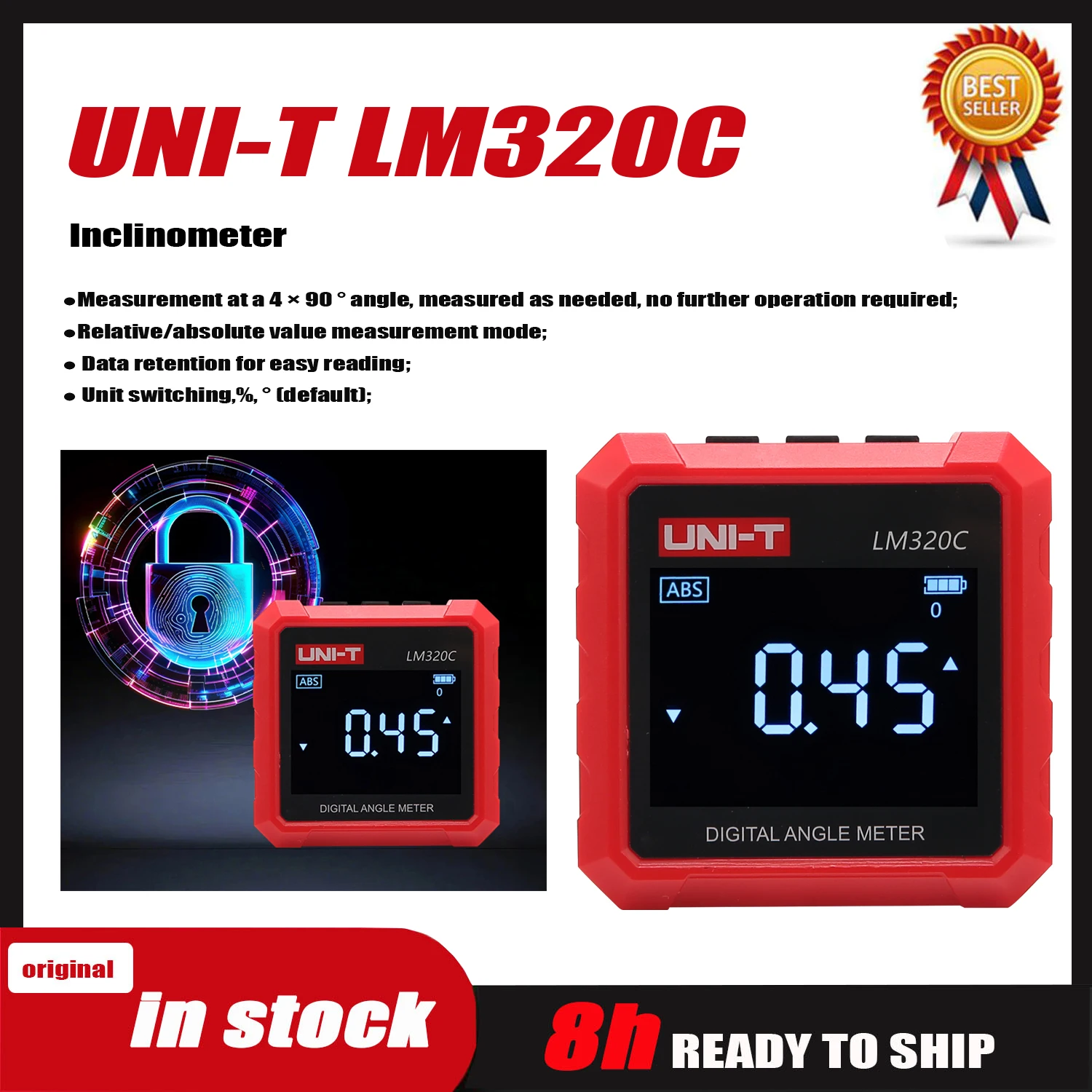 UNI-T LM320C Digital Inclinometer, High-precision Infrared Electronic Level,Digital Angle Meter Laser Level Meter.