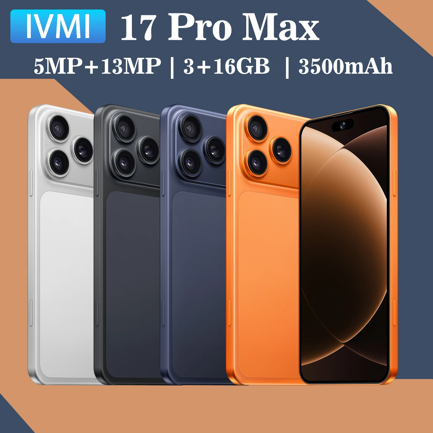 Smartphone IVMI Global Vision 17 Pro Max Android 3GB RAM 16GB ROM 6.7 Polegadas Dual SIM Rede 4G Câmeras 5+13MP