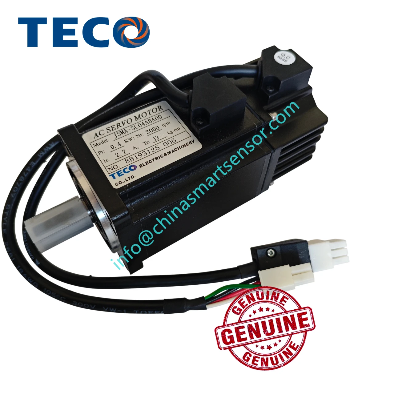 

Genuine TECO 400W AC Servo Motor JSMA-SC04ABA00 3000 rmp 2.7A Current 13 kg.cm Torque Work with JSDEP-15A Eual to SMA-PUC04ABA