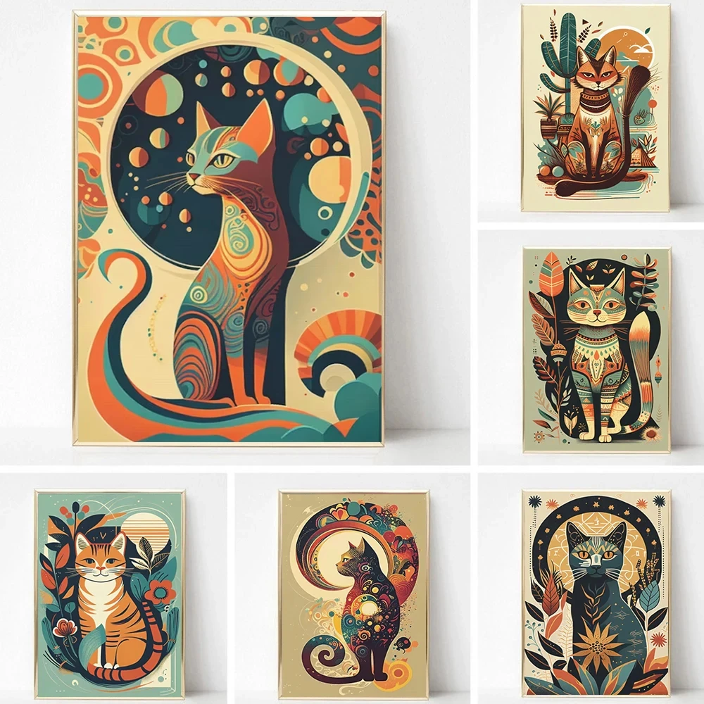 

French Cat Surreal Cubism Abstract Animal 5D Full Circle Diamond Painting Set DIY Diamond Mosaic Embroidery Cross Stitch Gift