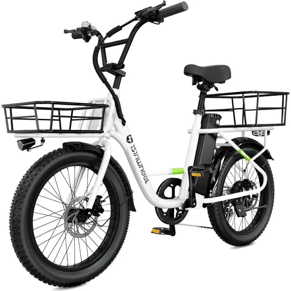 Electric Bike for Adults,Peak 20 mph Cargo Ebike Adult 55 Miles Range E Bike, 7 Speed Gearshift, 20