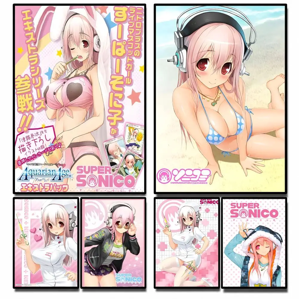 Anime Super Sonico Poster High-definition poster stickers, suitable for bedroom, living room, home decoration