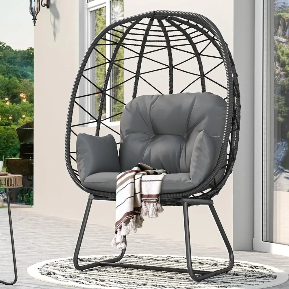 Egg Chair With Stand Outdoor Indoor Egg Lounge Chair With C…