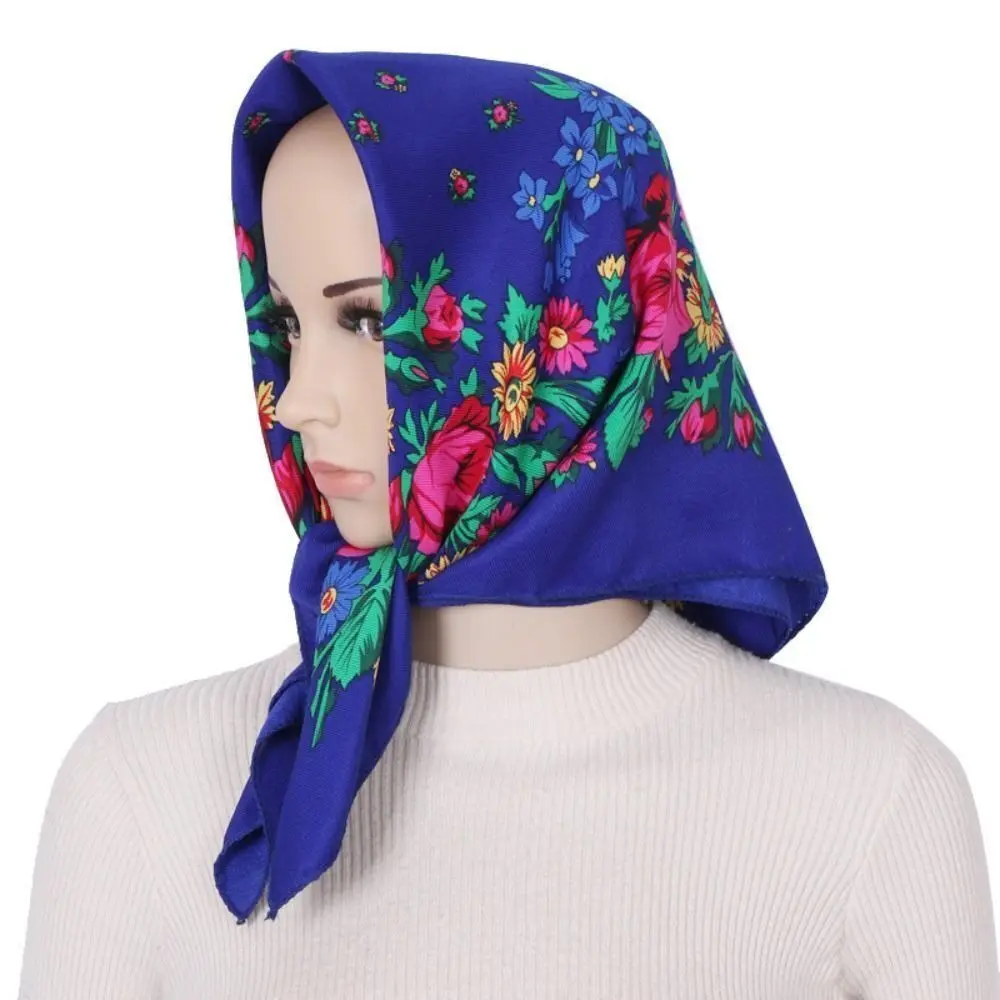 Zonnebrandcrème Roos Bloemenprint Hoofddoek Hoge Kwaliteit Etnische Stijl Vierkante Headwraps Polyester Vierkante Sjaal