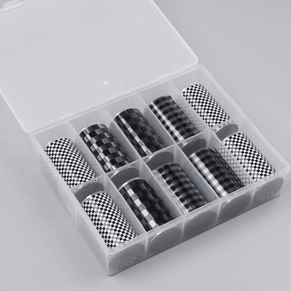 Black Lattice Maniküre Schwarz Weiß Lattice Schachbrett Nagelaufkleber Nail Art Dekorationen Nail Art Aufkleber Nagelfolien