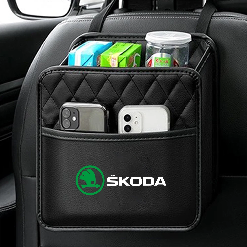 

Car Seat Back Organizer Hanging Storage Bag Hubcaps for Skoda Rapid Fabia Octavia Scala Kodiaq Karop Kamiq Roomster Yeti Superb