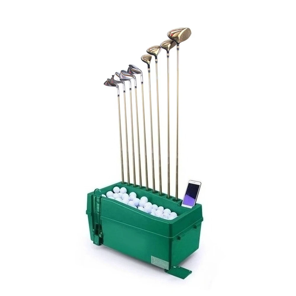 100-Ball Capacity Semi-Automatic Golf Ball Dispenser Mobile Phone Recording Capability Hitting Mats