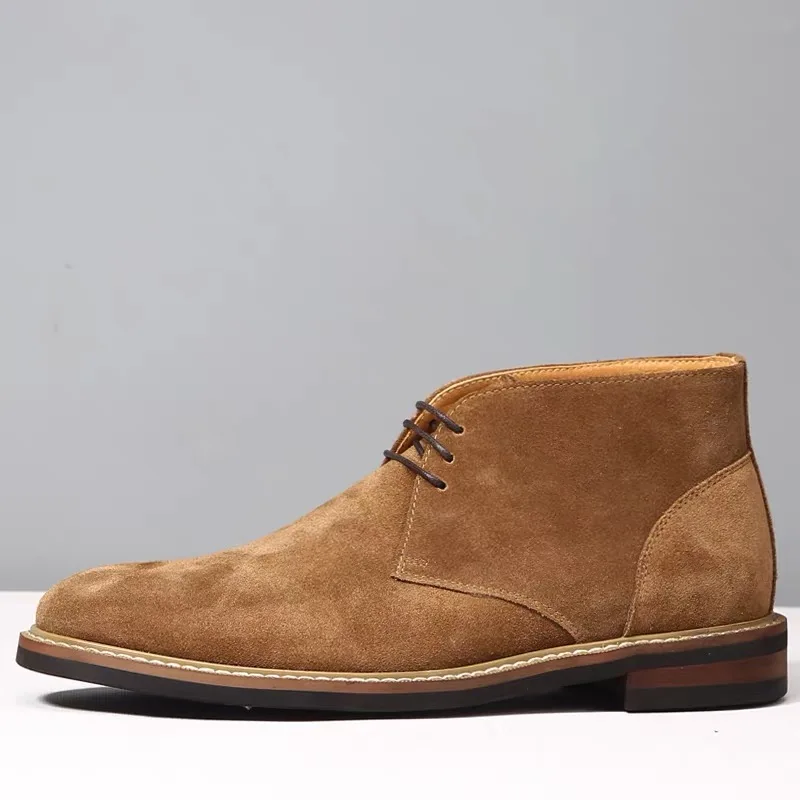 Handmade Genuine Leather Ankle Boots Cow Suede Leather Design Shoes Men Casual Autumn Boot For Men Walking Footwear