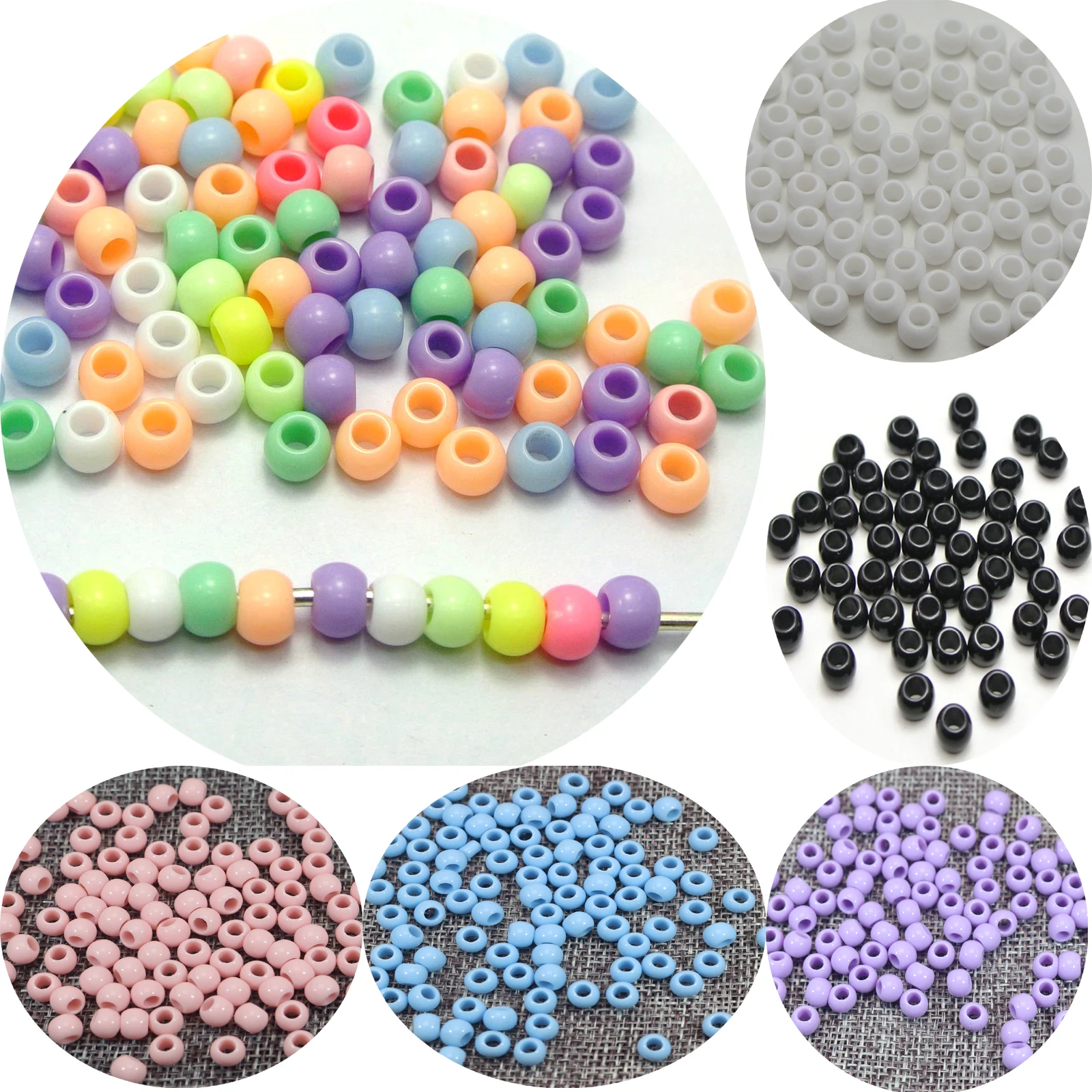 500 Pastel Color Acrylic Round Pony Beads 6X4mm for Kids Craft Kandi Bracelet