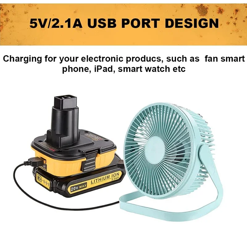 ZWINCKY-Adaptador de Bateria com USB, DCA1820 para Dewalt, Ferramentas 18V, Converter para Bateria de Lítio Dewalt 20V, DC9096, DE9098, DE9096, 1 PC, 2PCs
