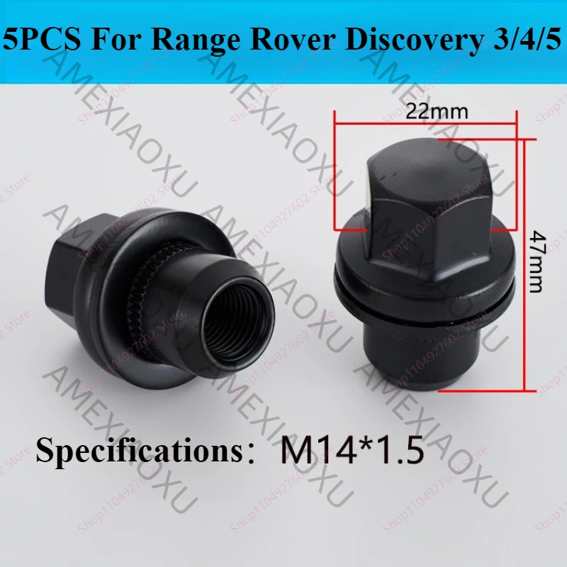 5PCS Suitable for Range Rover Discovery 3/4/5 Black Wheel Hub Nut Forged Alloy Reinforced Version LR056214 LR068126 AMEXIAOXU