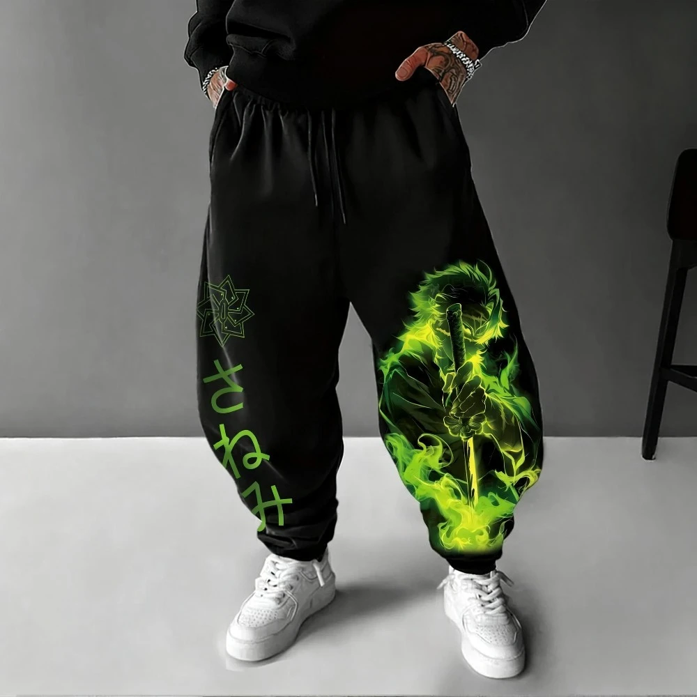 للجنسين شيطان القاتل أنيمي Sweatpants الرجال النساء الشارع الشهير فضفاض سراويل تقليدية الهيب هوب رياضية الصالة الرياضية السراويل الصيف الخريف الاتجاه