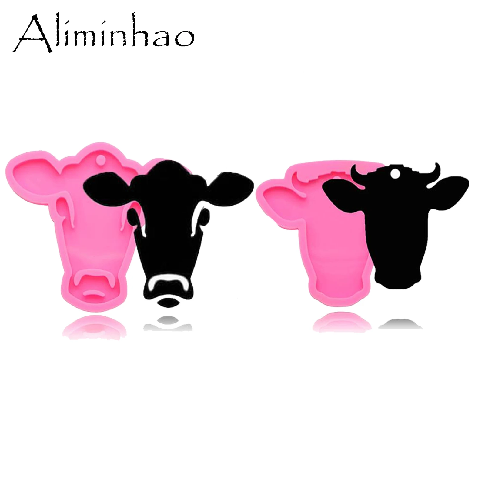 DY0095 Shiny Cow/Bull Head Keychains Silicone Mold DIY Jewelry Making with Epoxy Resin - Fondant Chocolate Cake Molds