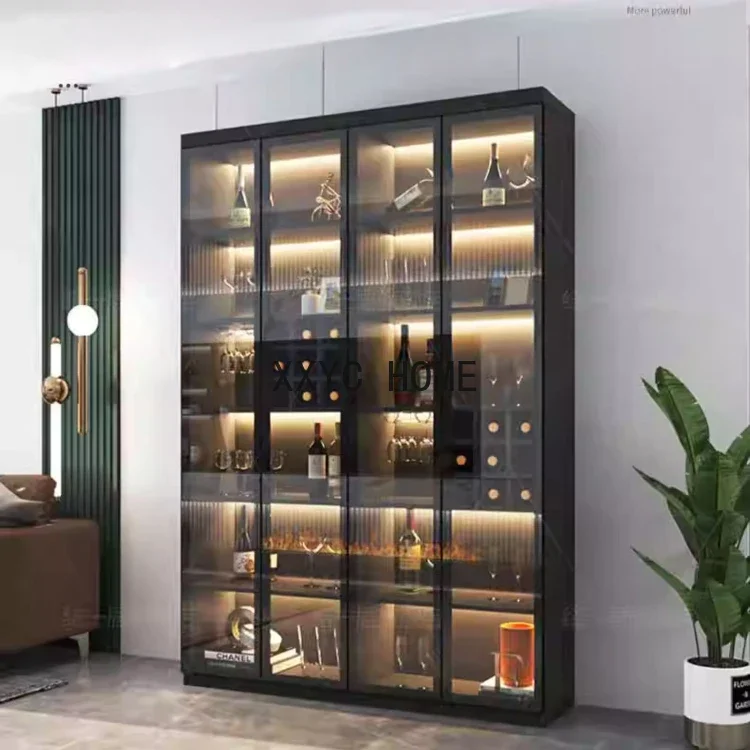

Wine Cabinet Glass Display Modern Light Luxury Home Small Living Room Dining Side Storage Cabinet Meuble Vin Bar Furniture KMWC