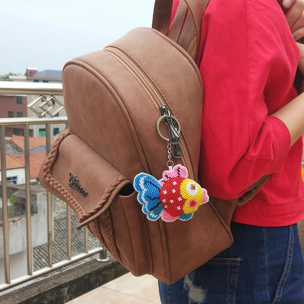 

2/5 шт., брелок для ключей с изображением животных «сделай сам», набор для вышивки крестиком, брелок для вышивки бисером для женщин, сумка, кулон, вышивка бисером, ручная работа, ремесло